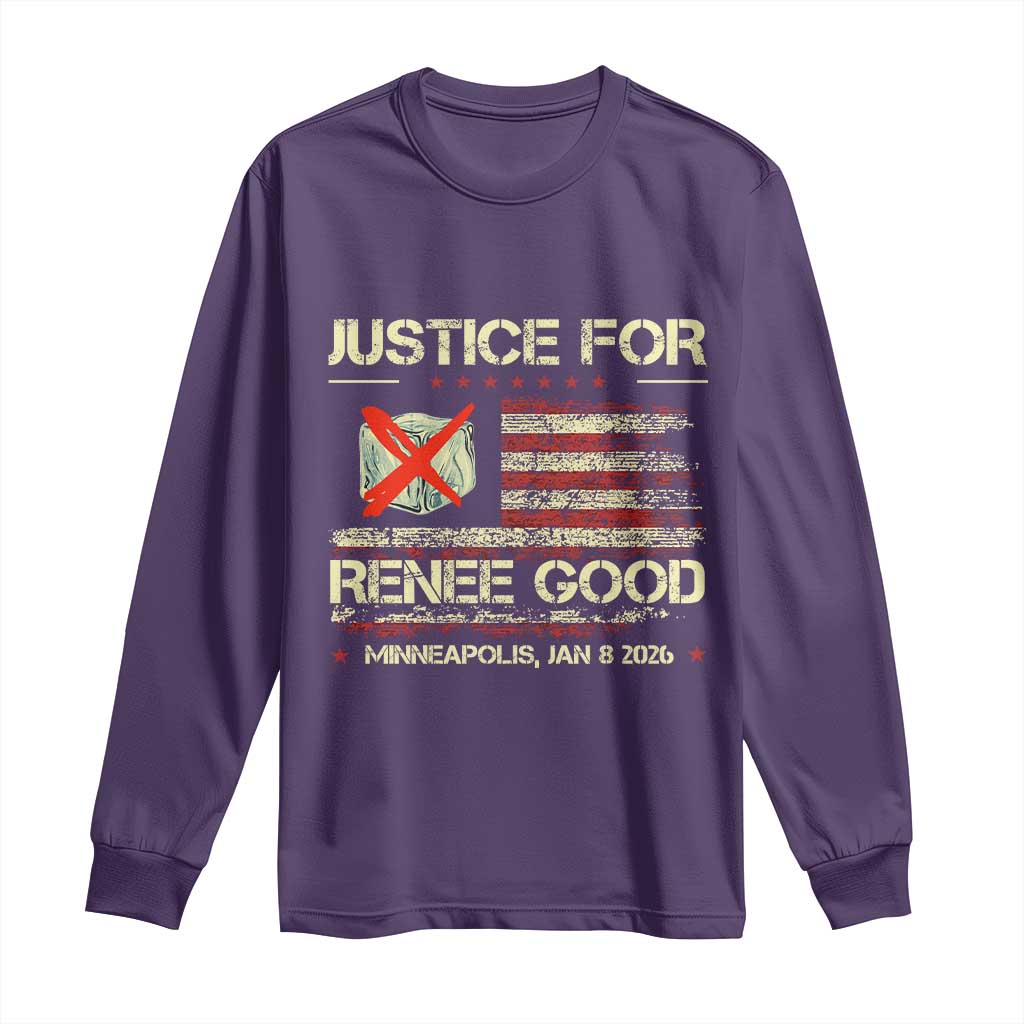 Justice for Renee Good Long Sleeve Shirt Minneapolis Jan 8 2026 American Flag Stop Ice - Wonder Print Shop