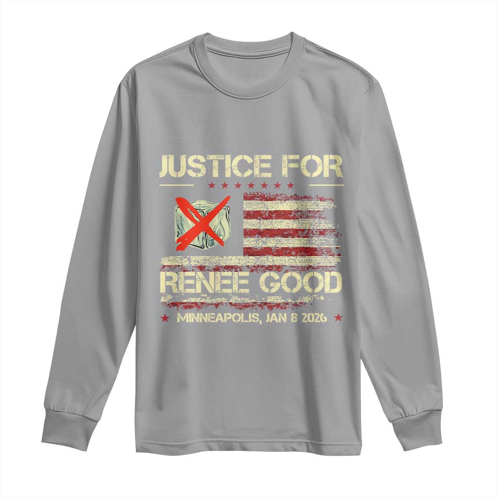 Justice for Renee Good Long Sleeve Shirt Minneapolis Jan 8 2026 American Flag Stop Ice - Wonder Print Shop