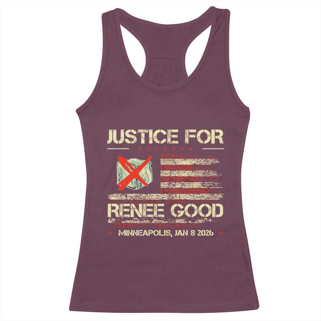Justice for Renee Good Racerback Tank Top Minneapolis Jan 8 2026 American Flag Stop Ice - Wonder Print Shop