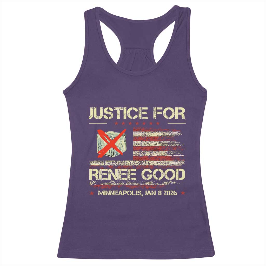 Justice for Renee Good Racerback Tank Top Minneapolis Jan 8 2026 American Flag Stop Ice - Wonder Print Shop