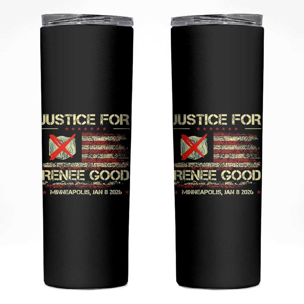 Justice for Renee Good Skinny Tumbler Minneapolis Jan 8 2026 American Flag Stop Ice - Wonder Print Shop