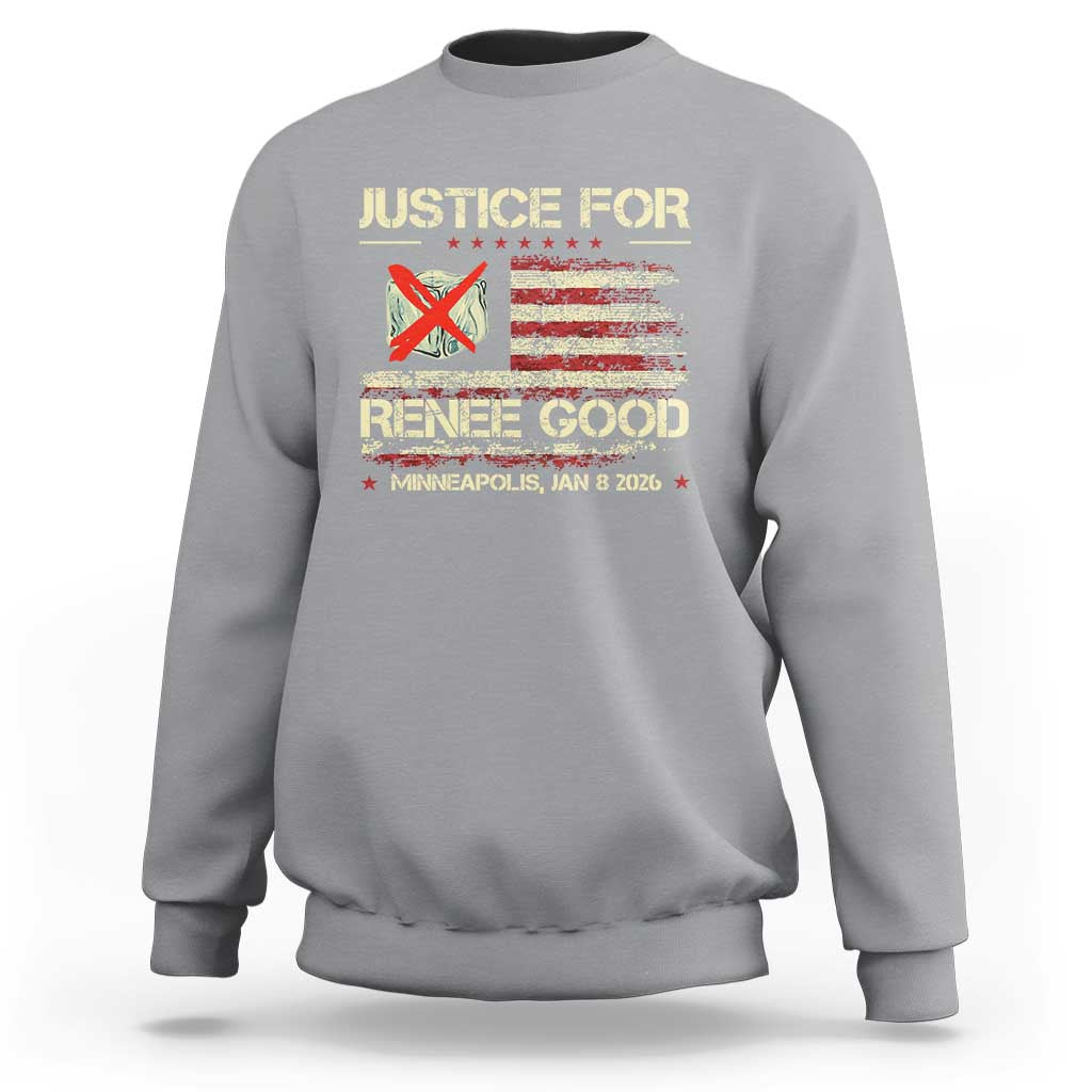Justice for Renee Good Sweatshirt Minneapolis Jan 8 2026 American Flag Stop Ice - Wonder Print Shop