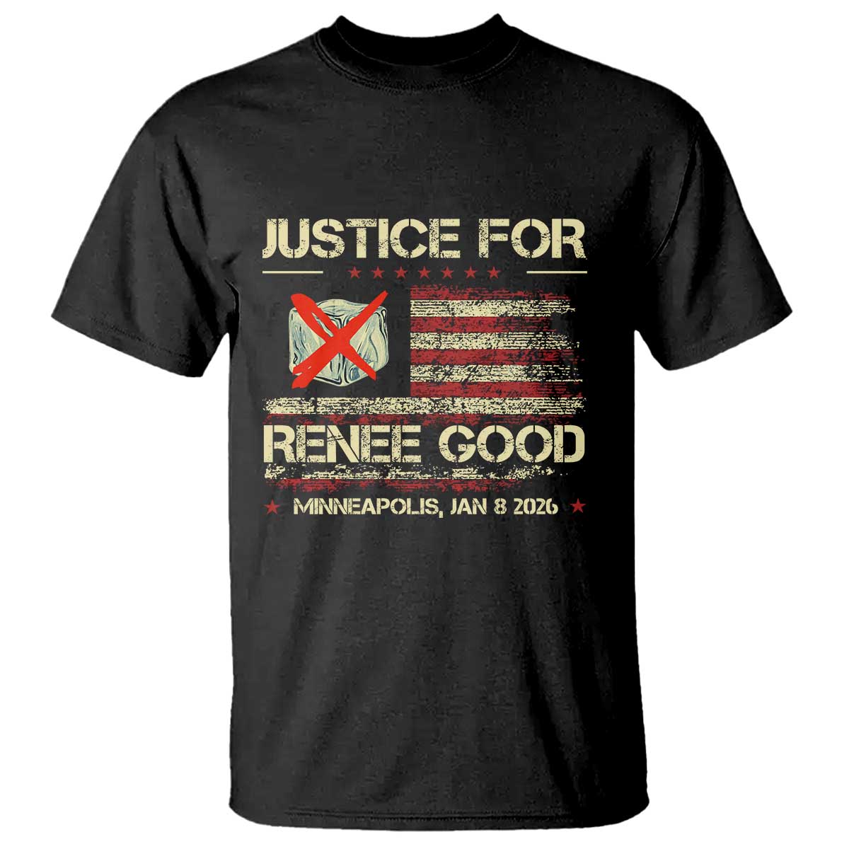 Justice for Renee Good T Shirt Minneapolis Jan 8 2026 American Flag Stop Ice - Wonder Print Shop