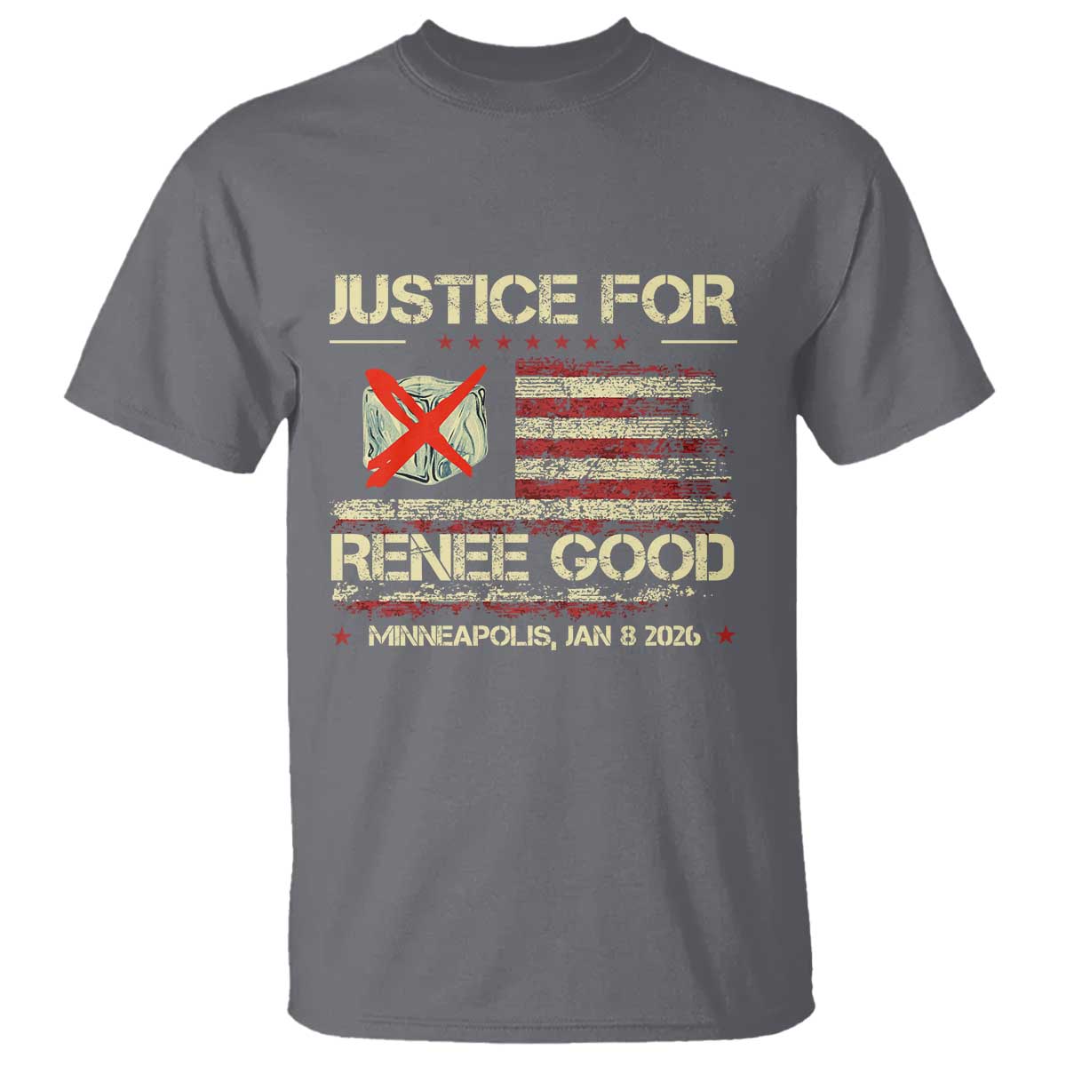 Justice for Renee Good T Shirt Minneapolis Jan 8 2026 American Flag Stop Ice - Wonder Print Shop