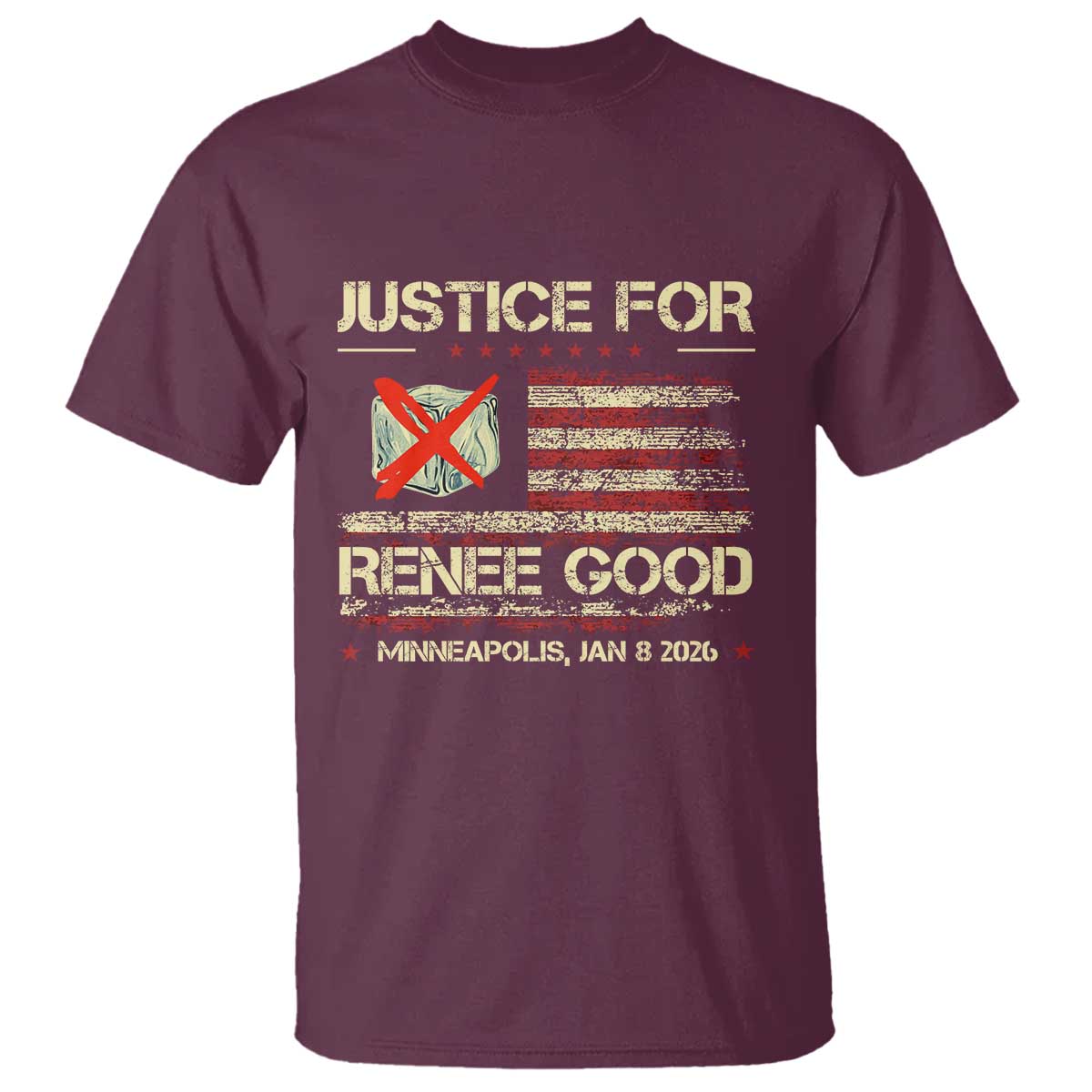 Justice for Renee Good T Shirt Minneapolis Jan 8 2026 American Flag Stop Ice - Wonder Print Shop