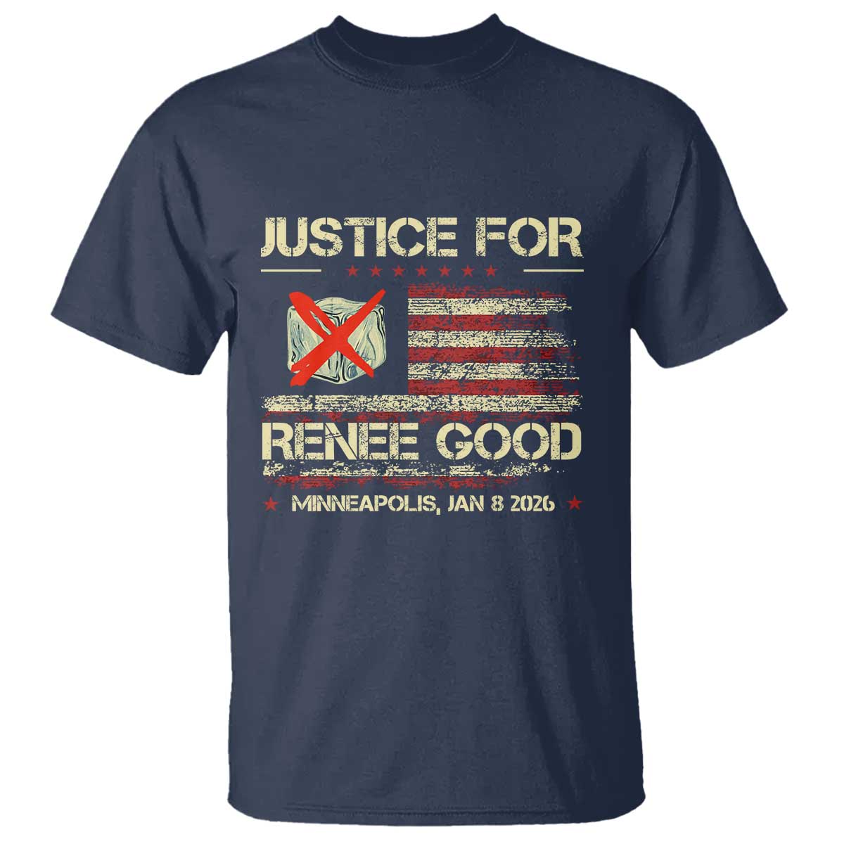 Justice for Renee Good T Shirt Minneapolis Jan 8 2026 American Flag Stop Ice - Wonder Print Shop