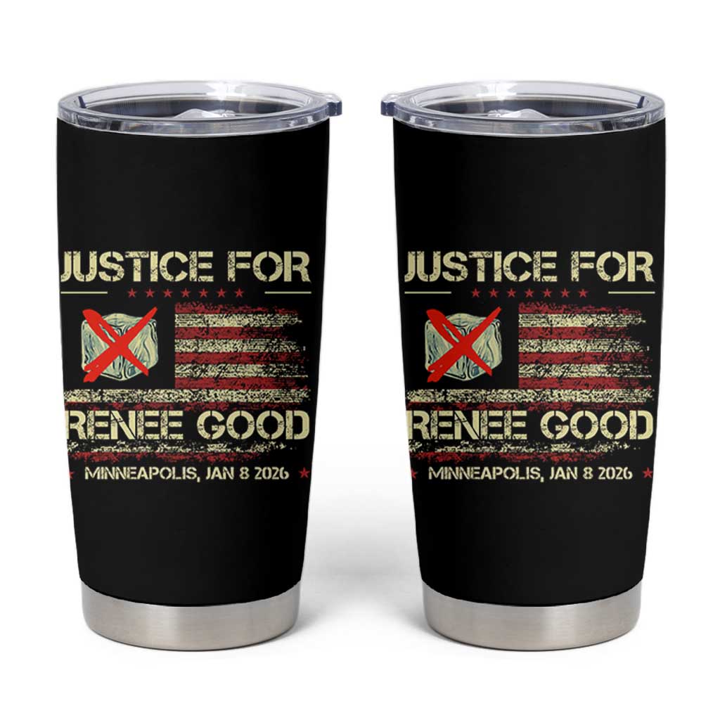 Justice for Renee Good Tumbler Cup Minneapolis Jan 8 2026 American Flag Stop Ice - Wonder Print Shop