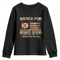 Justice for Renee Good Youth Sweatshirt Minneapolis Jan 8 2026 American Flag Stop Ice - Wonder Print Shop