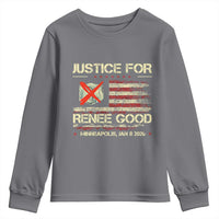 Justice for Renee Good Youth Sweatshirt Minneapolis Jan 8 2026 American Flag Stop Ice - Wonder Print Shop