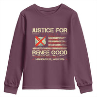 Justice for Renee Good Youth Sweatshirt Minneapolis Jan 8 2026 American Flag Stop Ice - Wonder Print Shop