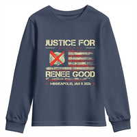 Justice for Renee Good Youth Sweatshirt Minneapolis Jan 8 2026 American Flag Stop Ice - Wonder Print Shop