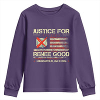 Justice for Renee Good Youth Sweatshirt Minneapolis Jan 8 2026 American Flag Stop Ice - Wonder Print Shop