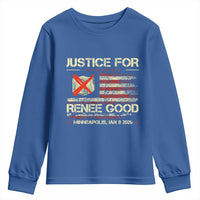 Justice for Renee Good Youth Sweatshirt Minneapolis Jan 8 2026 American Flag Stop Ice - Wonder Print Shop