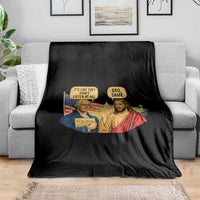 Funny George Washington and Jesus Conversation Throw Blanket Patriotic Commentary Historical Icons