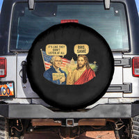 Funny George Washington and Jesus Conversation Spare Tire Cover Patriotic Commentary Historical Icons