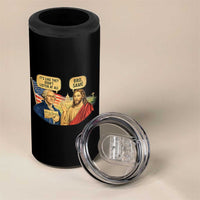 Funny George Washington and Jesus Conversation 4 in 1 Can Cooler Tumbler Patriotic Commentary Historical Icons