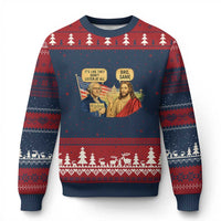 Funny George Washington and Jesus Conversation Ugly Christmas Sweater Patriotic Commentary Historical Icons
