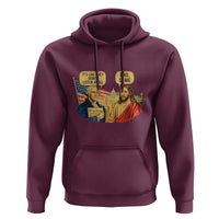 Funny George Washington and Jesus Conversation Hoodie Patriotic Commentary Historical Icons
