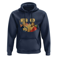 Funny George Washington and Jesus Conversation Hoodie Patriotic Commentary Historical Icons
