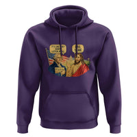 Funny George Washington and Jesus Conversation Hoodie Patriotic Commentary Historical Icons