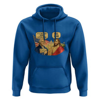 Funny George Washington and Jesus Conversation Hoodie Patriotic Commentary Historical Icons