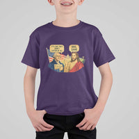 Funny George Washington and Jesus Conversation T Shirt For Kid Patriotic Commentary Historical Icons