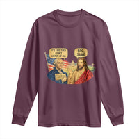 Funny George Washington and Jesus Conversation Long Sleeve Shirt Patriotic Commentary Historical Icons