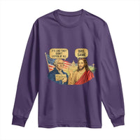 Funny George Washington and Jesus Conversation Long Sleeve Shirt Patriotic Commentary Historical Icons