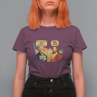 Funny George Washington and Jesus Conversation T Shirt For Women Patriotic Commentary Historical Icons