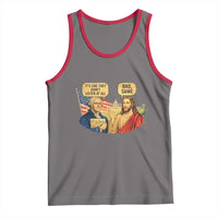Funny George Washington and Jesus Conversation Tank Top Patriotic Commentary Historical Icons