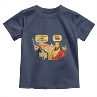 Funny George Washington and Jesus Conversation Toddler T Shirt Patriotic Commentary Historical Icons