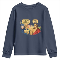 Funny George Washington and Jesus Conversation Youth Sweatshirt Patriotic Commentary Historical Icons