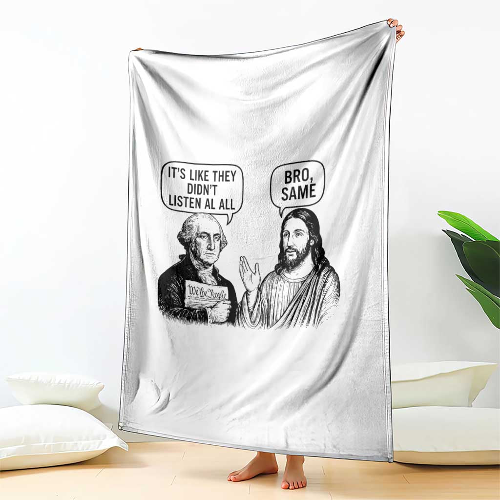 Funny George Washington and Jesus Satire Throw Blanket Political Commentary Founding Fathers and Faith