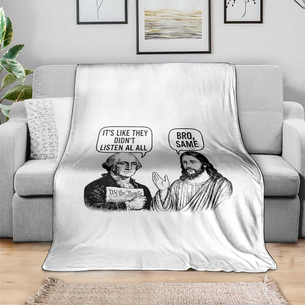 Funny George Washington and Jesus Satire Throw Blanket Political Commentary Founding Fathers and Faith
