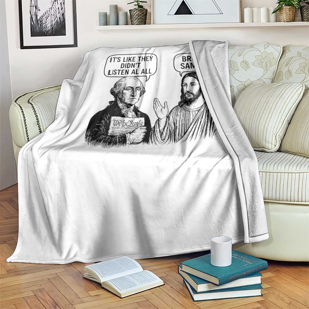 Funny George Washington and Jesus Satire Throw Blanket Political Commentary Founding Fathers and Faith