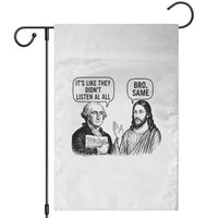 Funny George Washington and Jesus Satire Garden Flag Political Commentary Founding Fathers and Faith