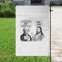 Funny George Washington and Jesus Satire Garden Flag Political Commentary Founding Fathers and Faith