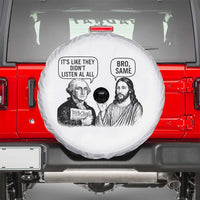 Funny George Washington and Jesus Satire Spare Tire Cover Political Commentary Founding Fathers and Faith