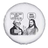 Funny George Washington and Jesus Satire Spare Tire Cover Political Commentary Founding Fathers and Faith