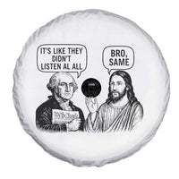 Funny George Washington and Jesus Satire Spare Tire Cover Political Commentary Founding Fathers and Faith