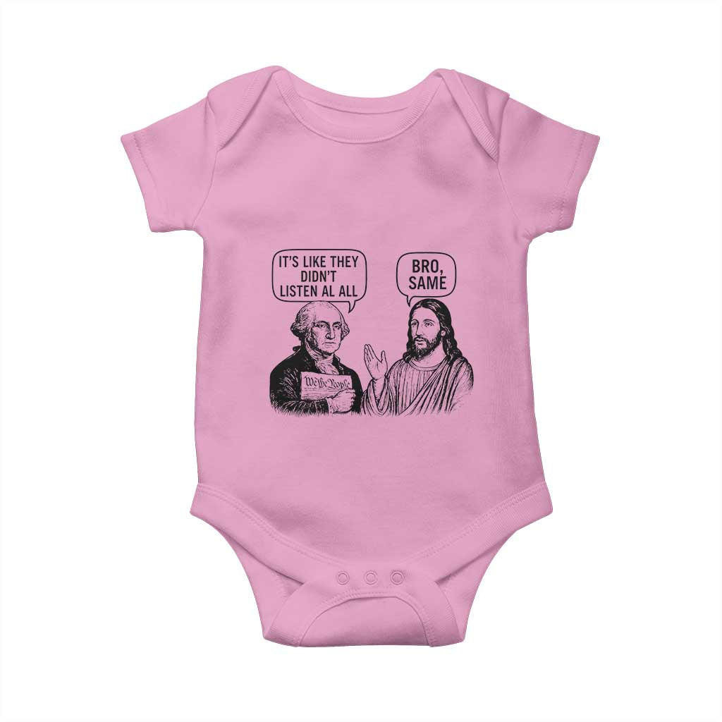 Funny George Washington and Jesus Satire Baby Onesie Political Commentary Founding Fathers and Faith