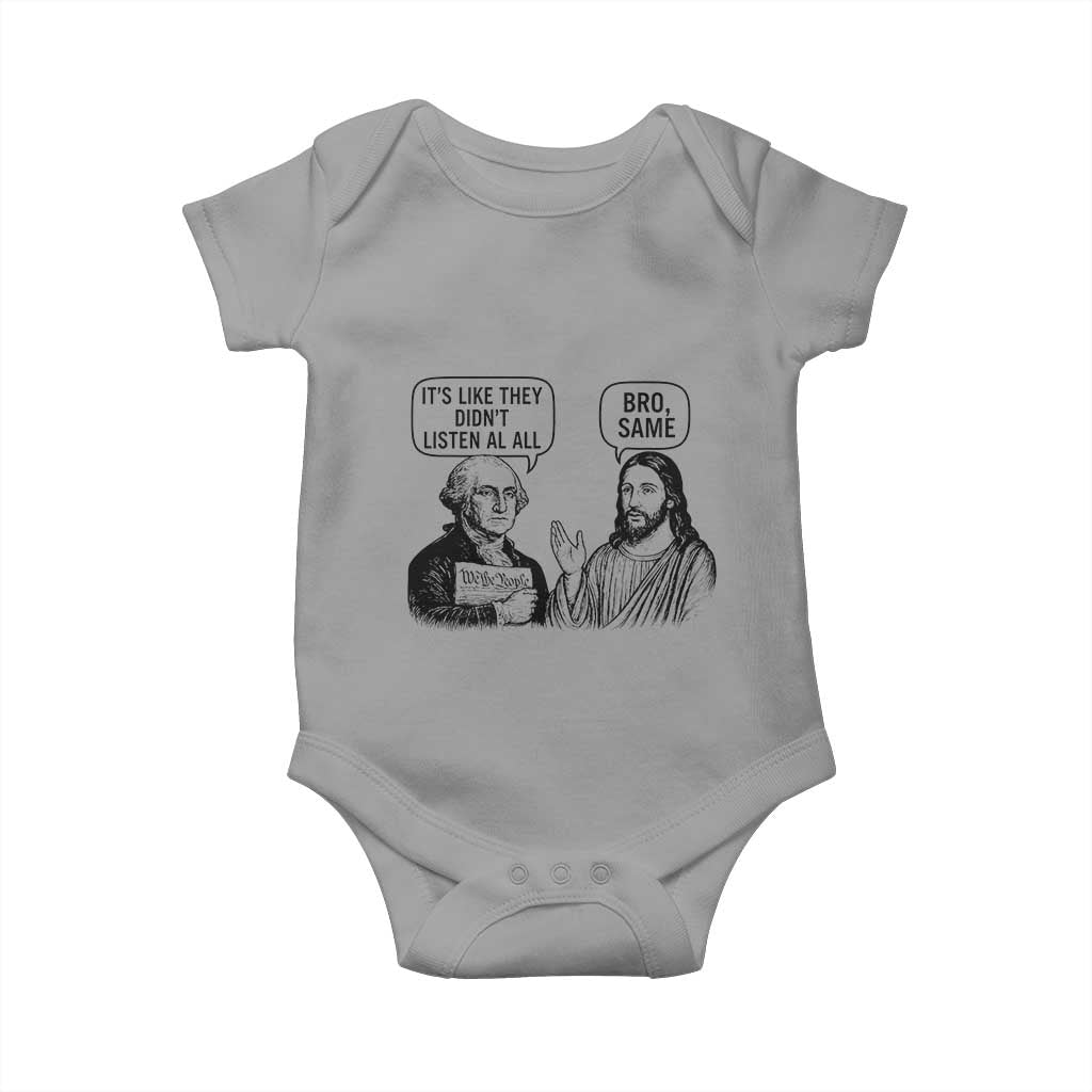 Funny George Washington and Jesus Satire Baby Onesie Political Commentary Founding Fathers and Faith