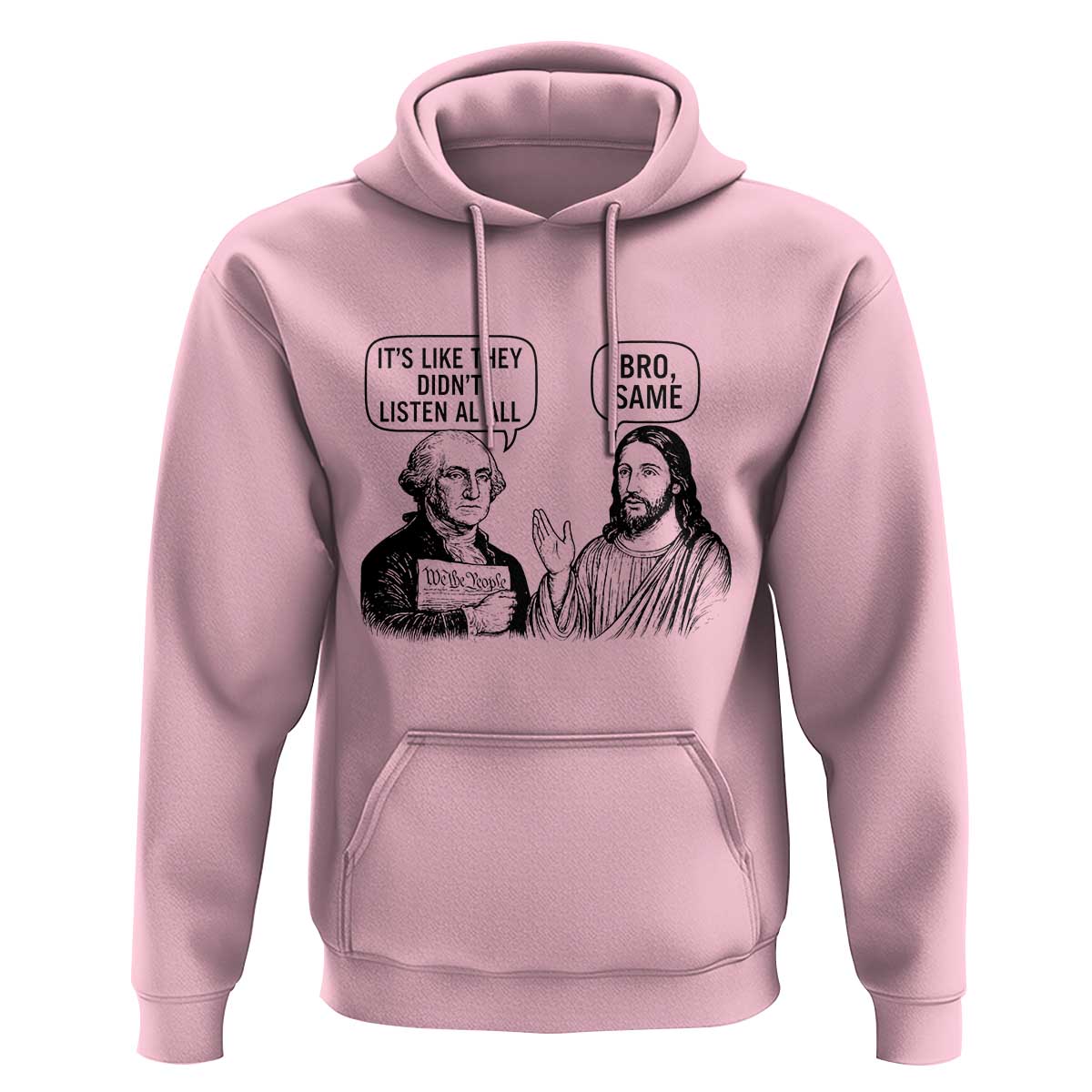 Funny George Washington and Jesus Satire Hoodie Political Commentary Founding Fathers and Faith