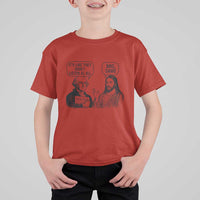 Funny George Washington and Jesus Satire T Shirt For Kid Political Commentary Founding Fathers and Faith