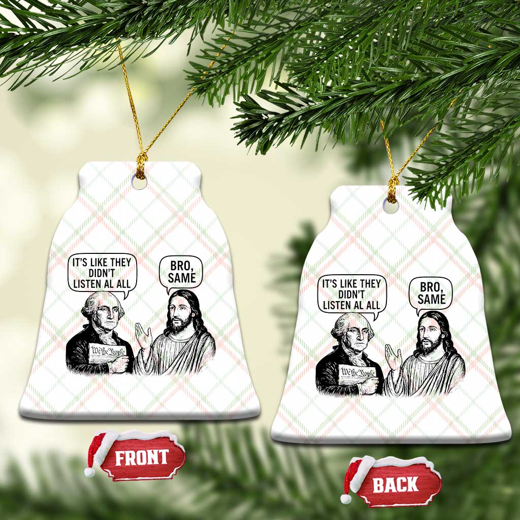 Funny George Washington and Jesus Satire Ceramic Ornament Political Commentary Founding Fathers and Faith