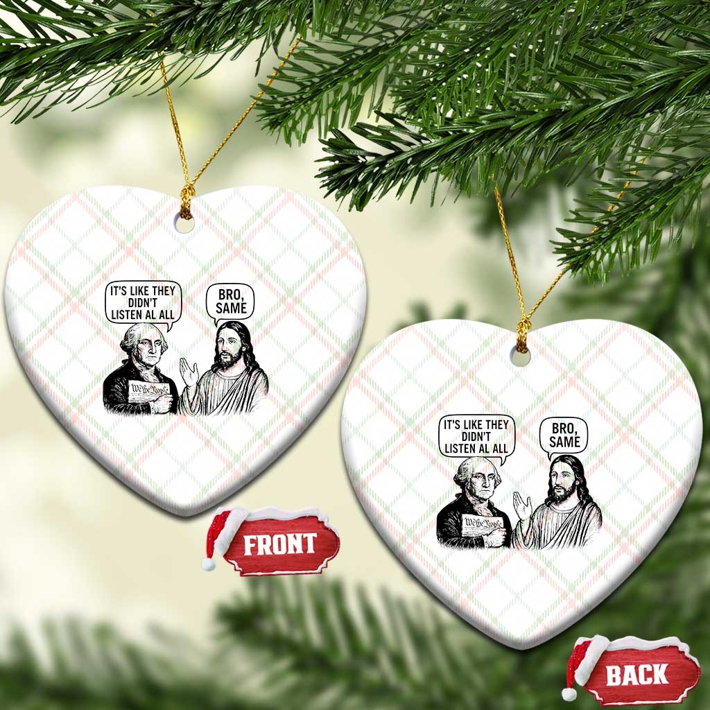 Funny George Washington and Jesus Satire Ceramic Ornament Political Commentary Founding Fathers and Faith