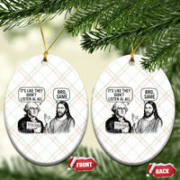 Funny George Washington and Jesus Satire Ceramic Ornament Political Commentary Founding Fathers and Faith