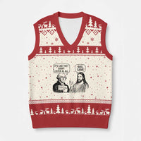 Funny George Washington and Jesus Satire V-Neck Knit Sweater Vest Political Commentary Founding Fathers and Faith