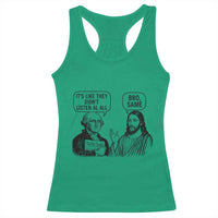 Funny George Washington and Jesus Satire Racerback Tank Top Political Commentary Founding Fathers and Faith