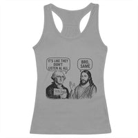 Funny George Washington and Jesus Satire Racerback Tank Top Political Commentary Founding Fathers and Faith